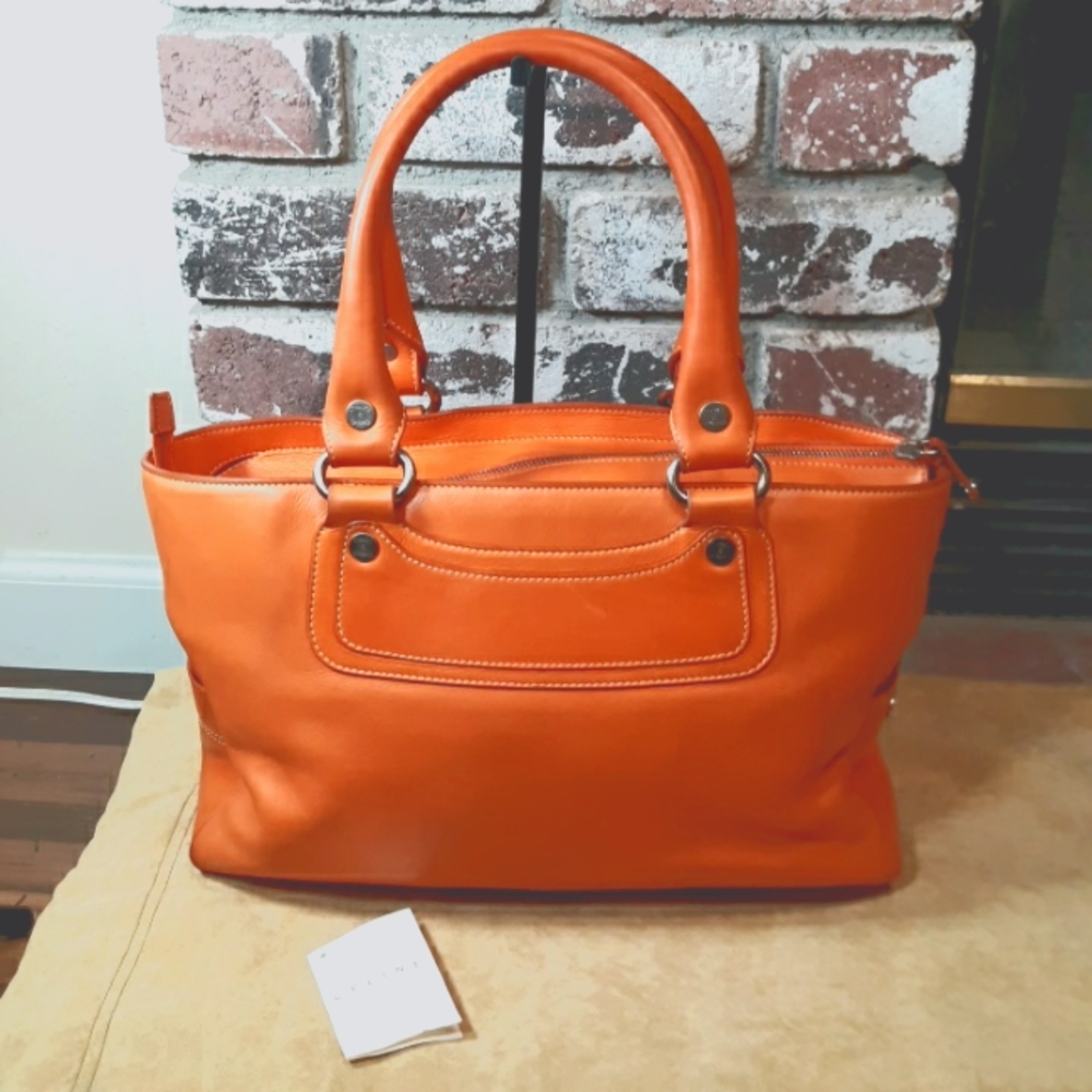 Celine Boogie Orange Leather Handbag